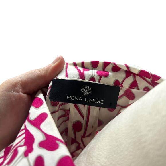 Quiet Luxury Statement Print Blazer Rena Lange Pink Ivory Cotton Size 16 - Picture 7 of 11